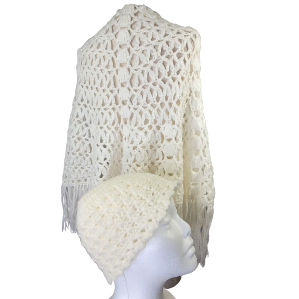 Vintage Handmade Knit Shaw and Cap